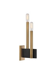 Abrams 2-Light Wall Sconce in Aged Brass.
